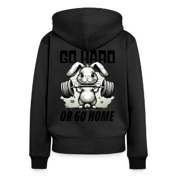 Go Hard or Go Home Gym Bunny - Women's Premium Organic Zip Hoodie - black - Back - Julia (174cm)