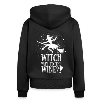 WITCH chemin vers le vin? (2) - Sweat à capuche zippé Premium bio Femme - noir - Dos - Julia (174cm)