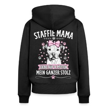 Staffordshire Terrier Frauchen-Liebe auf 4 Pfoten - Frauen Premium Bio Zip Hoodie - Schwarz - Hinten - Julia (174cm)