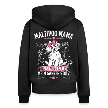Maltipoo Frauchen-Liebe auf 4 Pfoten - Frauen Premium Bio Zip Hoodie - Schwarz - Hinten - Julia (174cm)