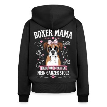 Boxer Hund Frauchen – Boxer Hundebesitzer - Frauen Premium Bio Zip Hoodie - Schwarz - Hinten - Julia (174cm)