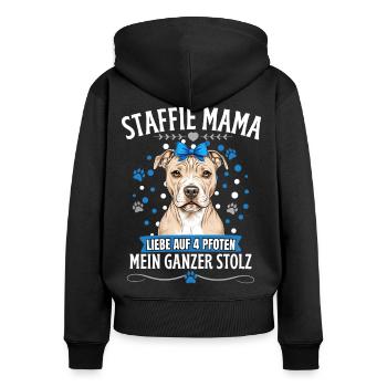 Stafford Terrier Frauchen- Brauner Staffordshire - Frauen Premium Bio Zip Hoodie - Schwarz - Hinten - Julia (174cm)