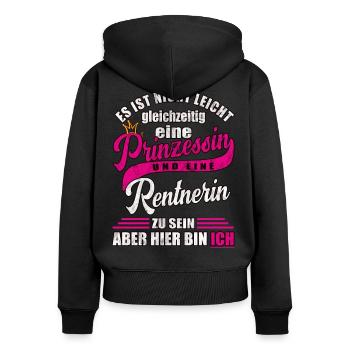 Rentnerin Rente - Geschenk Rentenbeginn Frau - Frauen Premium Bio Zip Hoodie - Schwarz - Hinten - Julia (174cm)