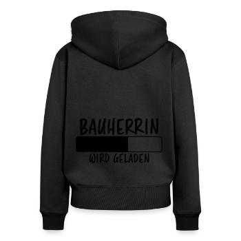 Bauherrin Spruch Bauherr Lustig Bauherrin Geschenk - Frauen Premium Bio Zip Hoodie - Schwarz - Hinten - Julia (174cm)