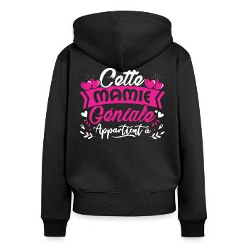 Geschenk Oma Muttertag anpassbar - Frauen Premium Bio Zip Hoodie - Schwarz - Hinten - Julia (174cm)