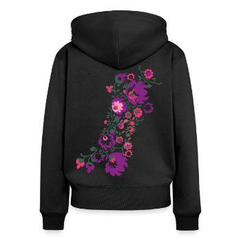 ornamente,blumen,rot,blume,ranke,floral - Frauen Premium Bio Zip Hoodie - Schwarz - Hinten - Julia (174cm)