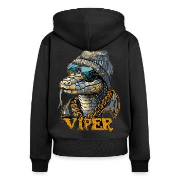 Serpent cool - Sweat à capuche zippé Premium bio Femme - noir - Dos - Julia (174cm)