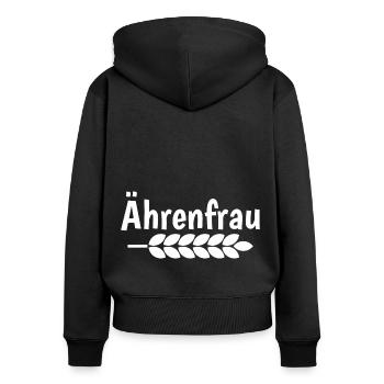 Ährenfrau – Ehrenfrau mit Ähre - Frauen Premium Bio Zip Hoodie - Schwarz - Hinten - Julia (174cm)