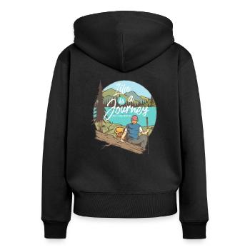 Life is a Journey - Wanderslust Wanderer T-Shirt - Frauen Premium Bio Zip Hoodie - Schwarz - Hinten - Julia (174cm)