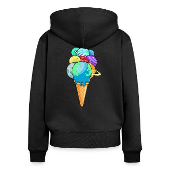 Planètes du système solaire en cornet de crème glacée cornet de crème glacée - Sweat à capuche zippé Premium bio Femme - noir - Dos - Julia (174cm)