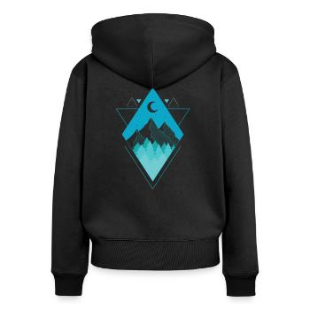 Forest Mountains Moon and Stars Polygon Poly Triangle - Women's Premium Organic Zip Hoodie - black - Back - Julia (174cm)