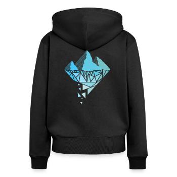 Polygon Art Poly Mountains Triangle Style Randonnée - Sweat à capuche zippé Premium bio Femme - noir - Dos - Julia (174cm)