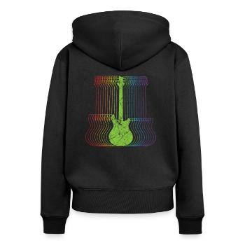 Guitare art basse rétro guitare électrique musicien - Sweat à capuche zippé Premium bio Femme - noir - Dos - Julia (174cm)