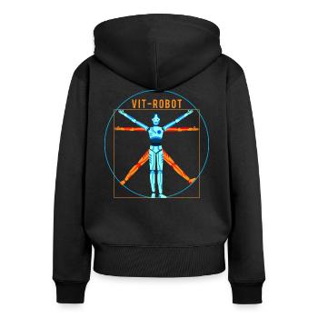 Vitruvianischer Roboter Mann Vit-Robot Logo Kreis - Frauen Premium Bio Zip Hoodie - Schwarz - Hinten - Julia (174cm)