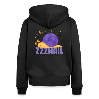 Schlafende Schneckke ZZZSnail (Snail) - Frauen Premium Bio Zip Hoodie - Schwarz - Hinten - Julia (174cm)