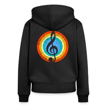 Cadeau de musicien Clef Retro Vintage Look - Sweat à capuche zippé Premium bio Femme - noir - Dos - Julia (174cm)