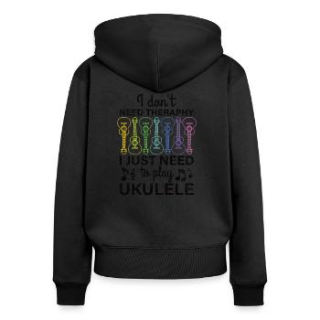 Ukulele Retro Spruch Witz Ukulelenunterricht - Frauen Premium Bio Zip Hoodie - Schwarz - Hinten - Julia (174cm)