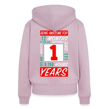 Kinder 1 Jahre Geburtstag Monate Stunden - Frauen Premium Bio Zip Hoodie - Altrosa - Hinten - Julia (174cm)