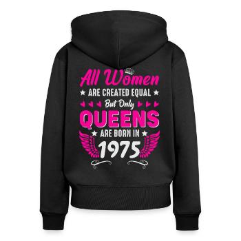 Königinnen Jahrgang 1975 geboren 50. Geburtstag - Frauen Premium Bio Zip Hoodie - Schwarz - Hinten - Julia (174cm)