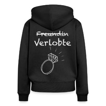 Freundin durchgestrichen Verlobte - Frauen Premium Bio Zip Hoodie - Schwarz - Hinten - Julia (174cm)