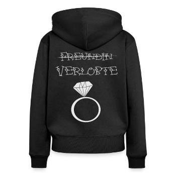 Freundin durchgestrichen Verlobte - Frauen Premium Bio Zip Hoodie - Schwarz - Hinten - Julia (174cm)