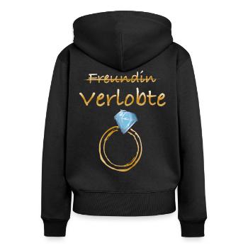 Freundin durchgestrichen Verlobte - Frauen Premium Bio Zip Hoodie - Schwarz - Hinten - Julia (174cm)