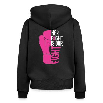 Ihr Kampf ist unser Kampf - Frauen Premium Bio Zip Hoodie - Schwarz - Hinten - Julia (174cm)