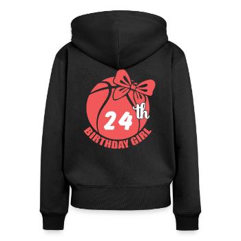 Basketball 24. Geburtstag Basketballerin - Frauen Premium Bio Zip Hoodie - Schwarz - Hinten - Julia (174cm)