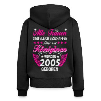 Queens nées en 2005 20 Anniversaire - Sweat à capuche zippé Premium bio Femme - noir - Dos - Julia (174cm)