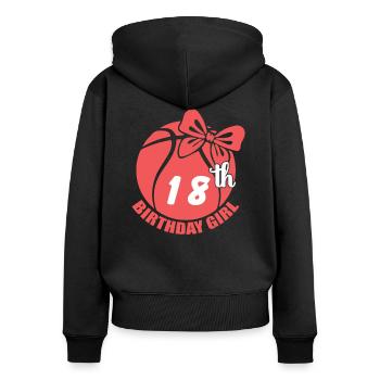 Basketball 18. Geburtstag Basketballerin - Frauen Premium Bio Zip Hoodie - Schwarz - Hinten - Julia (174cm)