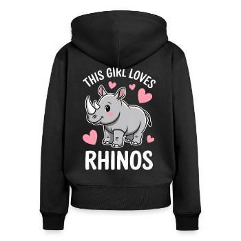 Nashorn Spruch Nashörner Lustiges Nashorn Geschenk - Frauen Premium Bio Zip Hoodie - Schwarz - Hinten - Julia (174cm)