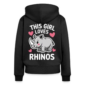 Nashorn Spruch Nashörner Lustiges Nashorn Geschenk - Frauen Premium Bio Zip Hoodie - Schwarz - Hinten - Julia (174cm)