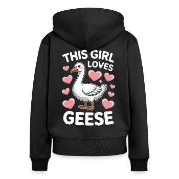 Gans Spruch Mädchen Gänse Lustiges Gans Geschenk - Frauen Premium Bio Zip Hoodie - Schwarz - Hinten - Julia (174cm)