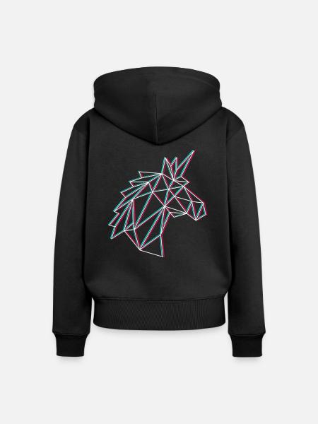 Einhorn Verbuggt - Frauen Premium Bio Zip Hoodie - Schwarz
