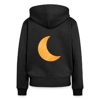 Mond - Frauen Premium Bio Zip Hoodie - Schwarz - Hinten - Julia (174cm)