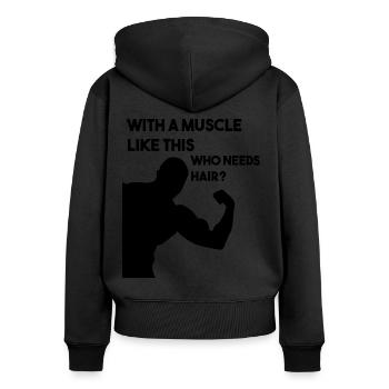 Muscles and baldness - Women's Premium Organic Zip Hoodie - black - Back - Julia (174cm)