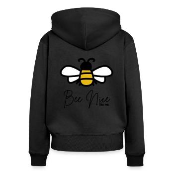 bee - Women's Premium Organic Zip Hoodie - black - Back - Julia (174cm)