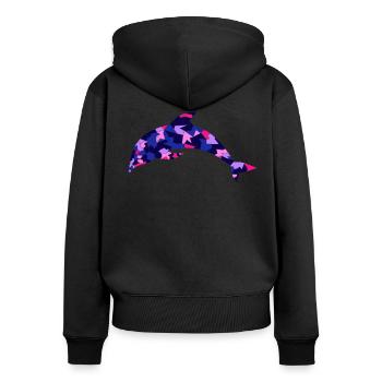 Dolphin - Women's Premium Organic Zip Hoodie - black - Back - Julia (174cm)