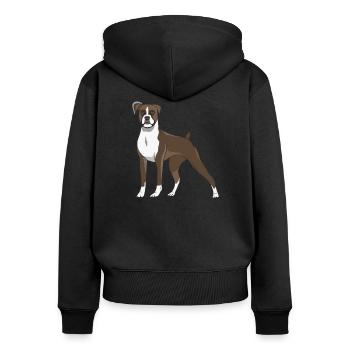 boxeur - Sweat à capuche zippé Premium bio Femme - noir - Dos - Julia (174cm)