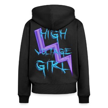High Voltage Girl - Women's Premium Organic Zip Hoodie - black - Back - Julia (174cm)