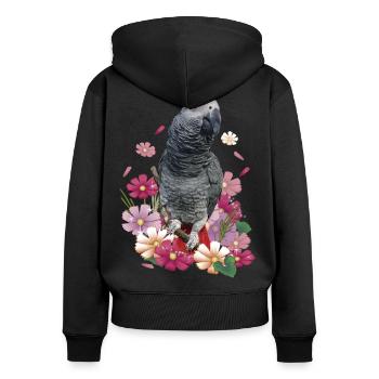 Le perroquet gris - Sweat à capuche zippé Premium bio Femme - noir - Dos - Julia (174cm)