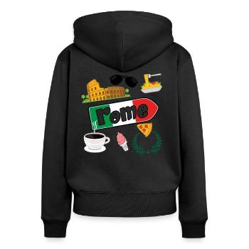 I love Rome - Sweat à capuche zippé Premium bio Femme - noir - Dos - Julia (174cm)