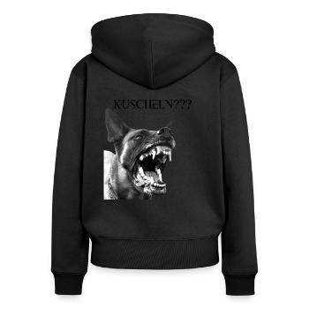 Malinois - Frauen Premium Bio Zip Hoodie - Schwarz - Hinten - Julia (174cm)
