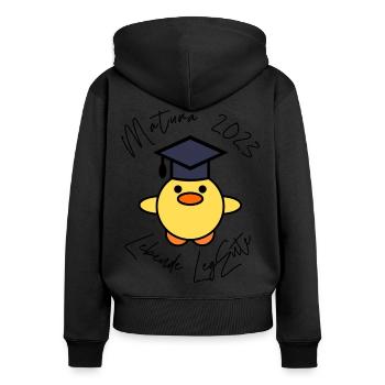 Matura 2023 lebende LegEnte - Frauen Premium Bio Zip Hoodie - Schwarz - Hinten - Julia (174cm)