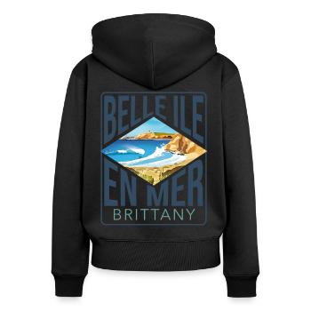 Schöne Insel auf dem Meer - Frauen Premium Bio Zip Hoodie - Schwarz - Hinten - Julia (174cm)