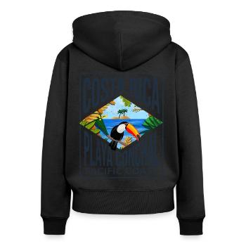 Costa Rica playa conchal Copy - Sweat à capuche zippé Premium bio Femme - noir - Dos - Julia (174cm)