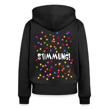 Stimmung Konfetti Fasching Karneval Silvester bunt - Frauen Premium Bio Zip Hoodie - Schwarz - Hinten - Julia (174cm)