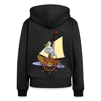 Seagull Seafarer Croisière TravelEr Ahoi - Sweat à capuche zippé Premium bio Femme - noir - Dos - Julia (174cm)