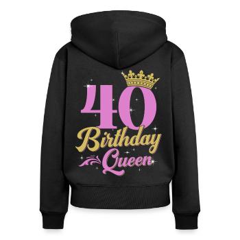 40. Geburtstag Königin 40 Jahre Geschenk Frau - Frauen Premium Bio Zip Hoodie - Schwarz - Hinten - Julia (174cm)