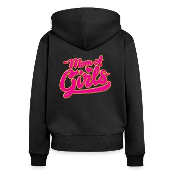 Maman des filles - maman maman fille grossesse - Sweat à capuche zippé Premium bio Femme - noir - Dos - Julia (174cm)